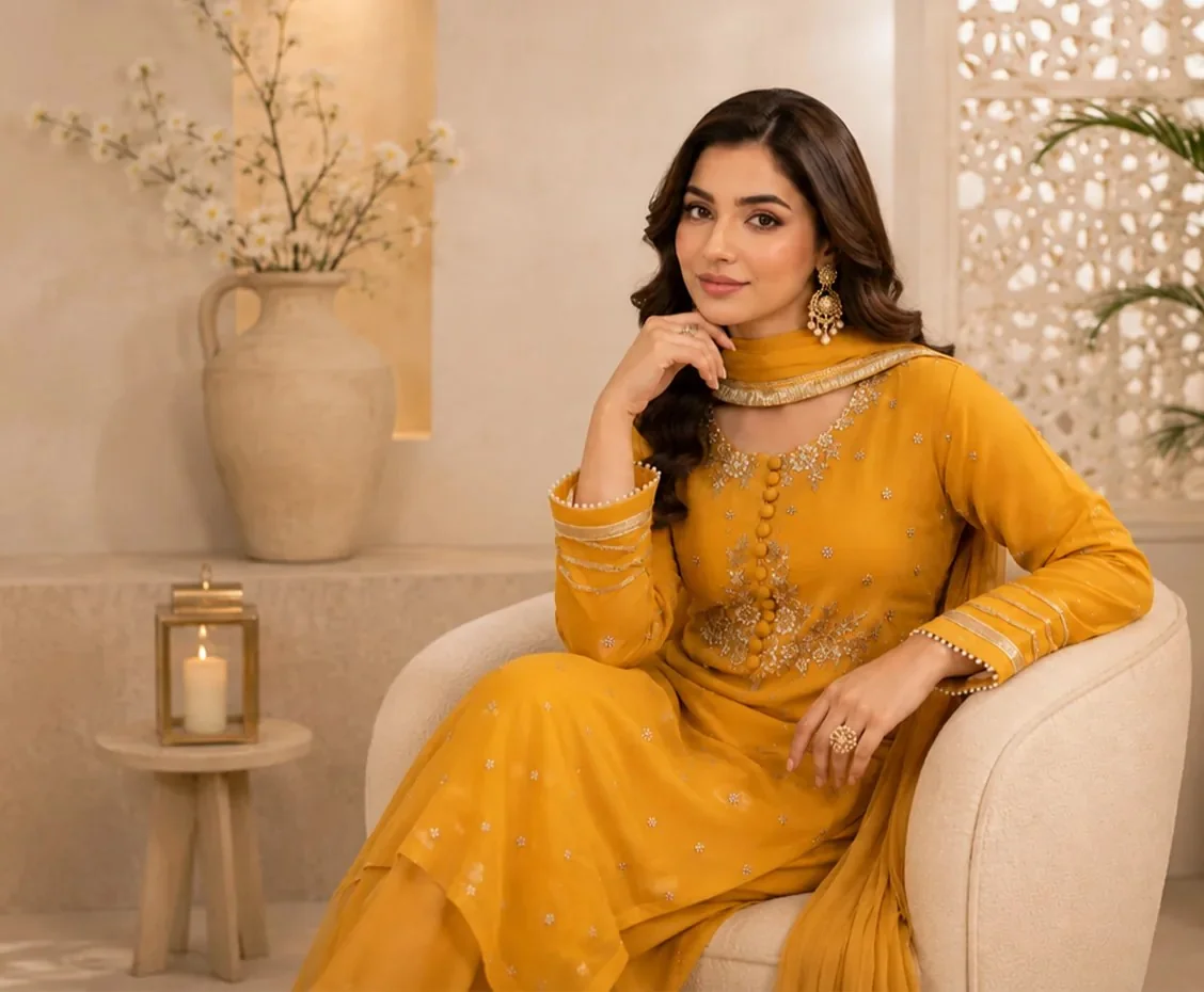 ZAZ Collection — mustard embroidered suit
