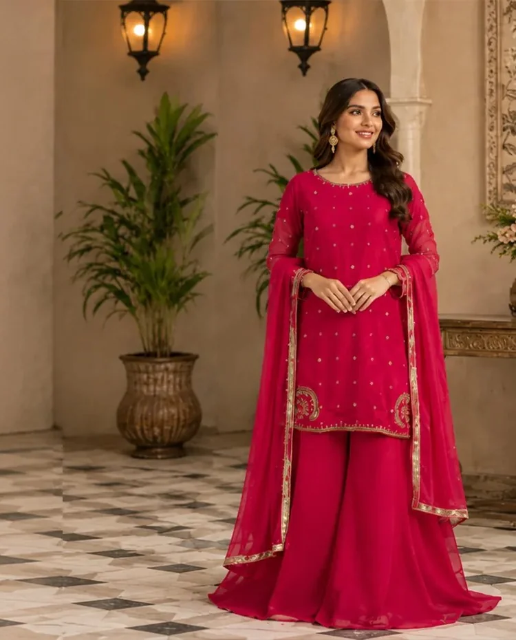 ZAZ Collection — rani pink sharara set