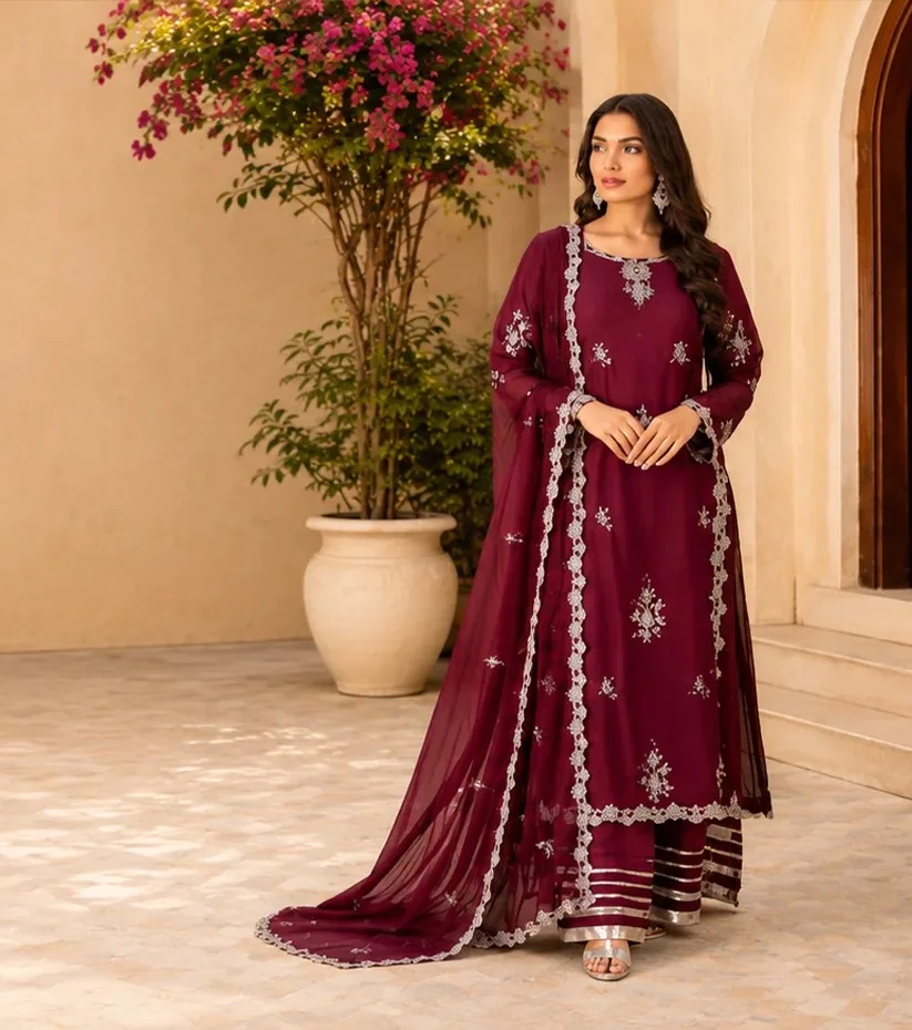 ZAZ Collection — maroon embellished suit